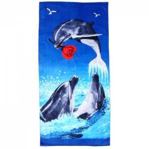 Полотенце пляжное "Дельфины с розой" Арт.1772