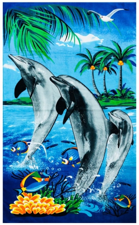 Пляжное полотенце "Семья дельфинов" арт.1648 ― Тaко-Текстиль