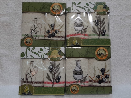 Набор вафельных полотенец в коробке "Олива" Арт.410-38 ― Тaко-Текстиль