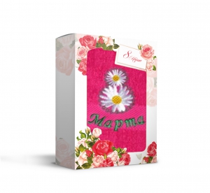 Полотенце махровое "Ромашка 8 марта" в коробке арт.20-653