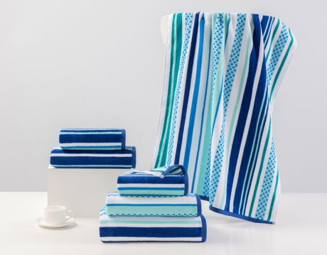 Полотенце махровое "Полоски" арт.23-2 синий ― Тaко-Текстиль