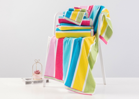 Полотенце махровое "Полоски" арт.23-2 розовый ― Тaко-Текстиль