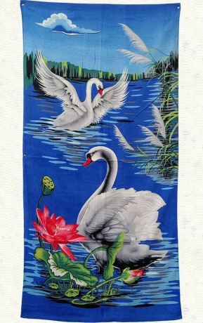 Пляжное полотенце "Лебеди на озере" арт.1235 ― Тaко-Текстиль